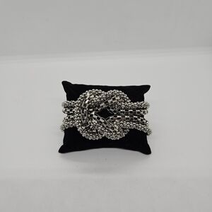 silver tone knotted chain toggle bracelet